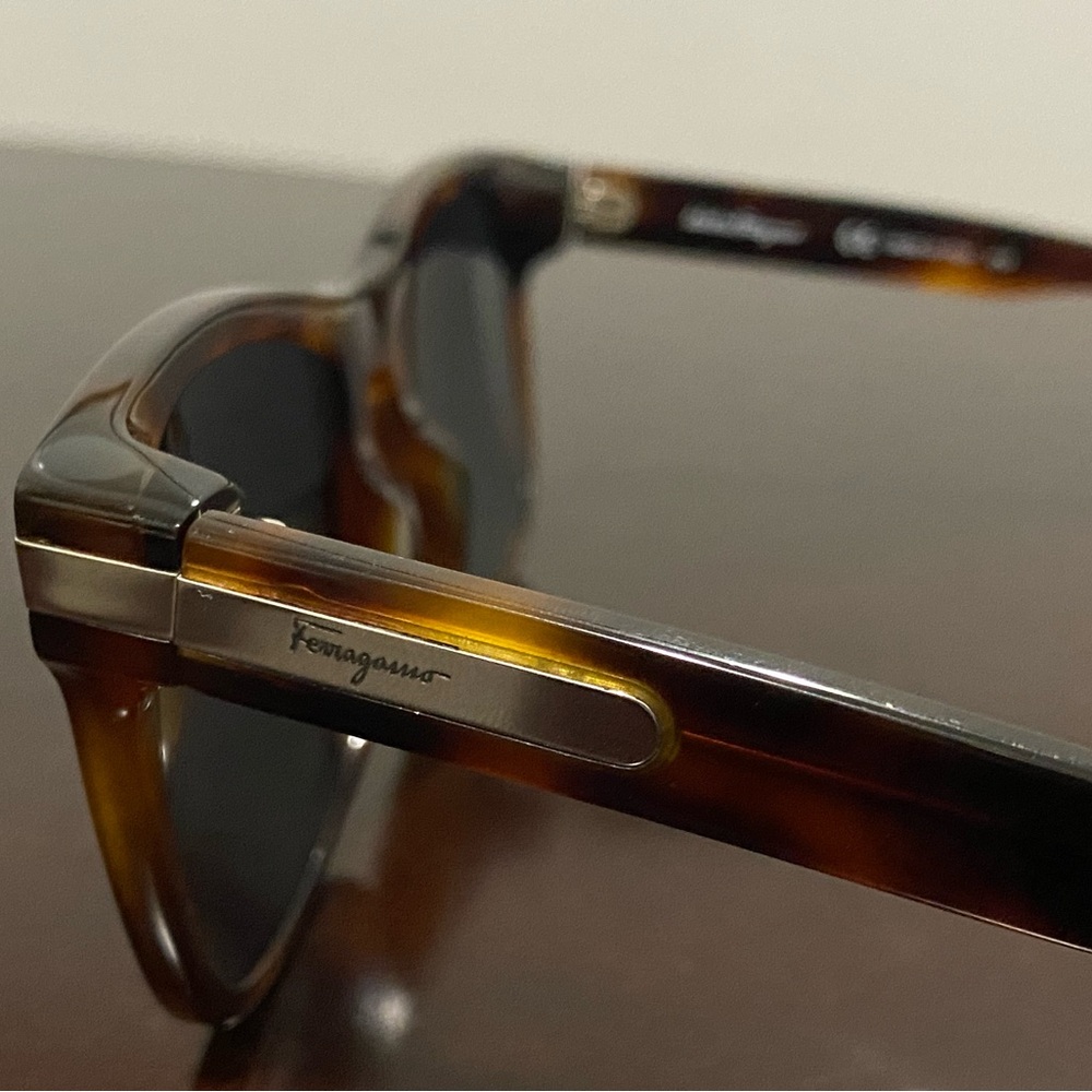 Ferragamo MENS square sunglass with metal detail